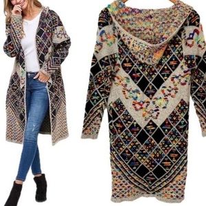 Northern Angel Multicolor Aztec Knit Duster, Med (fits like Small)